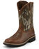 Image #2 - Justin Men's Trekker Bottom Lands Waterproof Western Work Boots - Soft Toe, Brown, hi-res