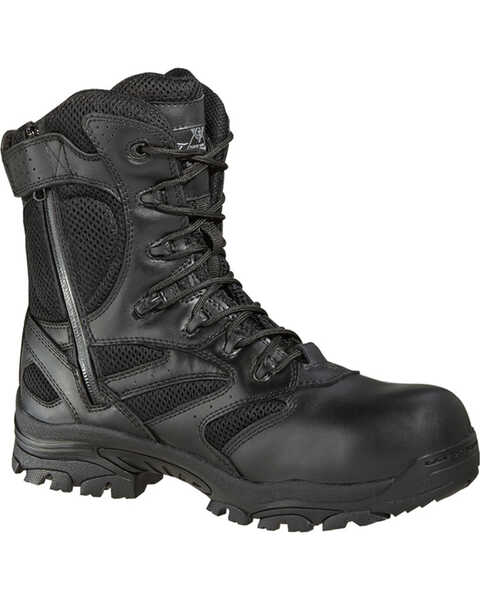 Image #1 - Thorogood Men's Deuce 8" Waterproof Side Zip Work Boots - Composite Toe, Black, hi-res