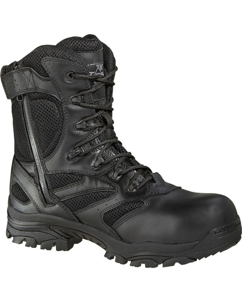 Thorogood Men's Deuce 8" Waterproof Side Zip Work Boots - Composite Toe, Black, hi-res