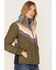 Image #3 - Cleo + Wolf Women's Rising Sun Color Block Puffer Jacket, Moss Green, hi-res