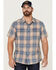 Image #1 - Flag & Anthem Men's Desert Son Griffin Vintage Large Plaid Short Sleeve Snap Western Shirt , Coral, hi-res
