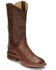 Image #1 - Justin Boots Women's Smooth Ostrich Western Boots - Broad Square Toe, Brown, hi-res