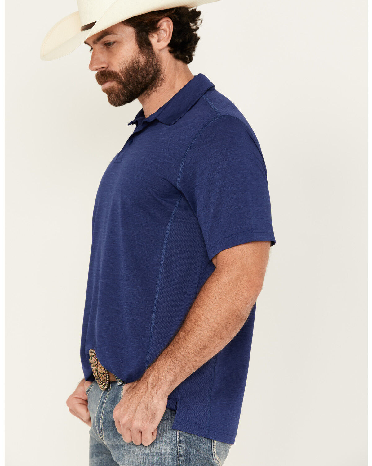 Image #2 - Wrangler Men's Solid Short Sleeve Performance Polo, Navy, hi-res
