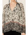 Image #2 - Lovestitch Women's Floral Twin Print Button Blouse, Cream/black, hi-res