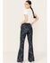 Image #4 - Shyanne Women's Dark Wash High Rise Printed Stretch Flare Jeans, Dark Wash, hi-res