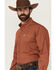 Image #2 - Cinch Men's Long Horn Print Long Sleeve Button-Down Western Shirt, Orange, hi-res