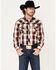 Image #1 - Cowboy Hardware Men's Hombre Large Plaid Pearl Snap Western Shirt, Orange, hi-res