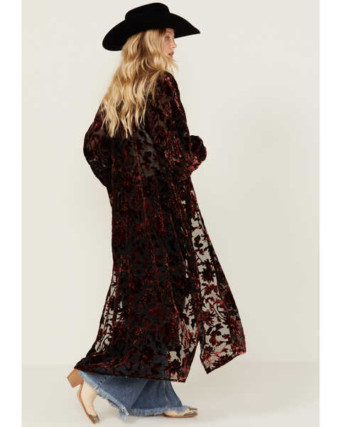 Image #3 - Shyanne Women's Burnout Velvet Kimono, Black, hi-res