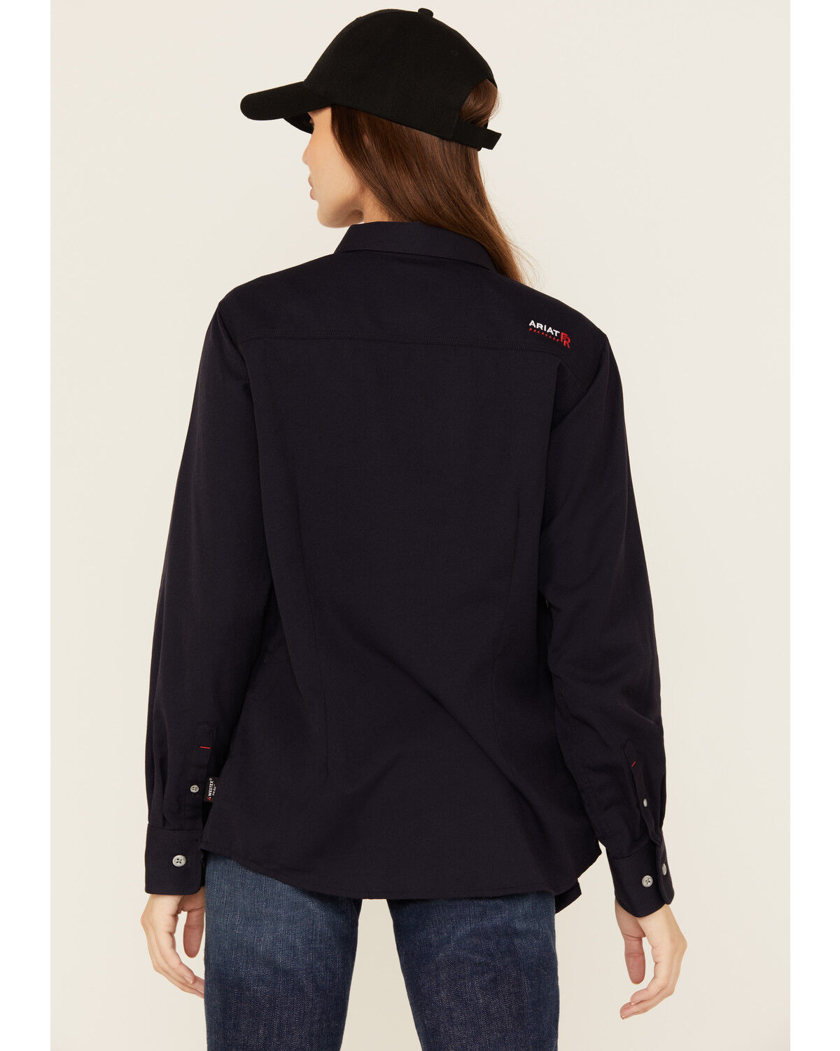Image #4 - Ariat Women's FR Inherent Long Sleeve Button-Down Work Shirt, Navy, hi-res