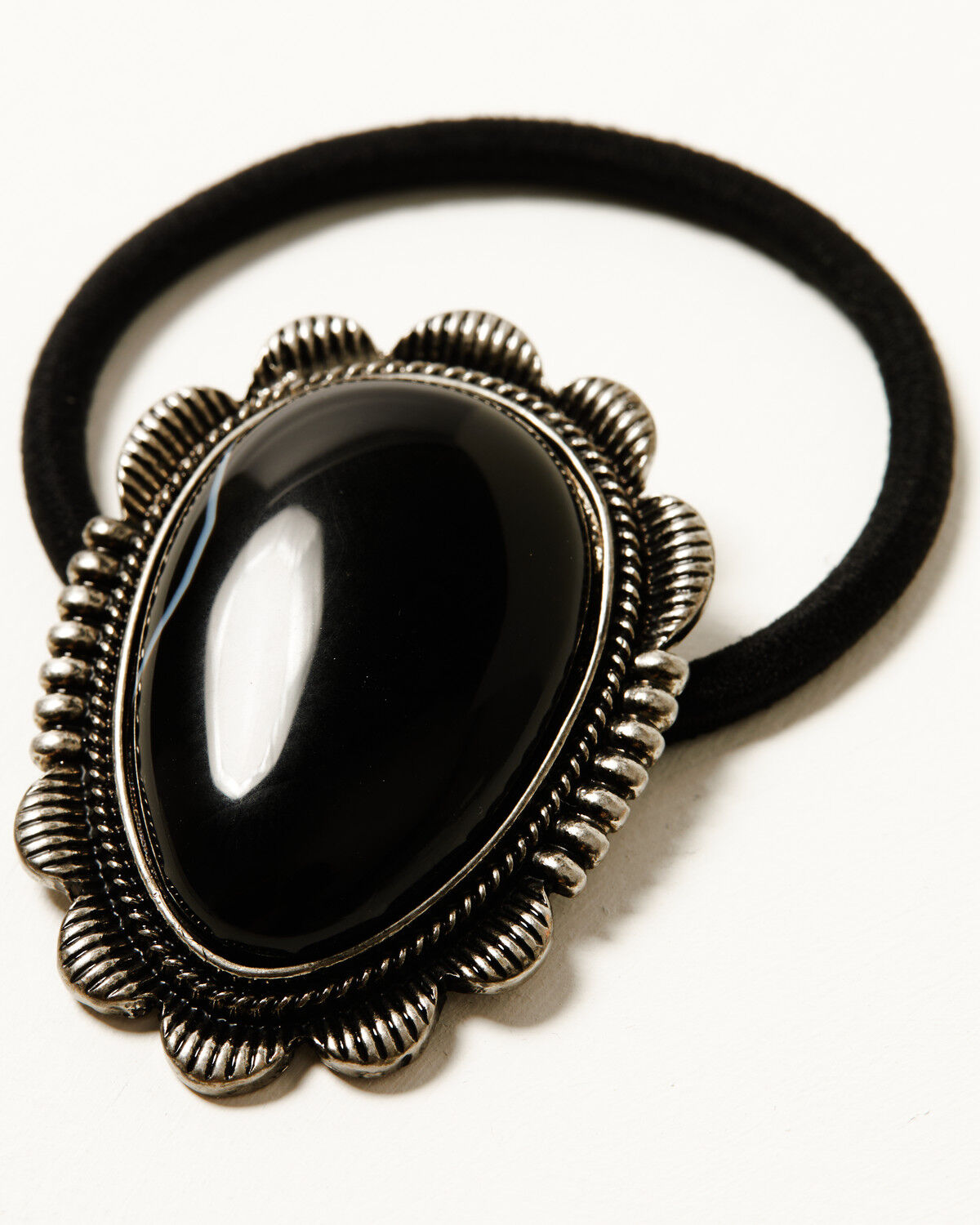 Image #3 - Shyanne Women's Onyx Stone Concho Ponytail Holder, Black, hi-res
