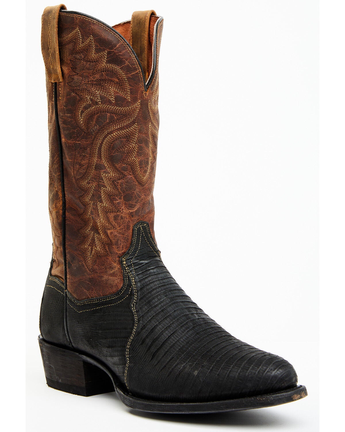 Dan Post Men's Winston Exotic Teju Lizard Western Boots - Round Toe, Black, hi-res