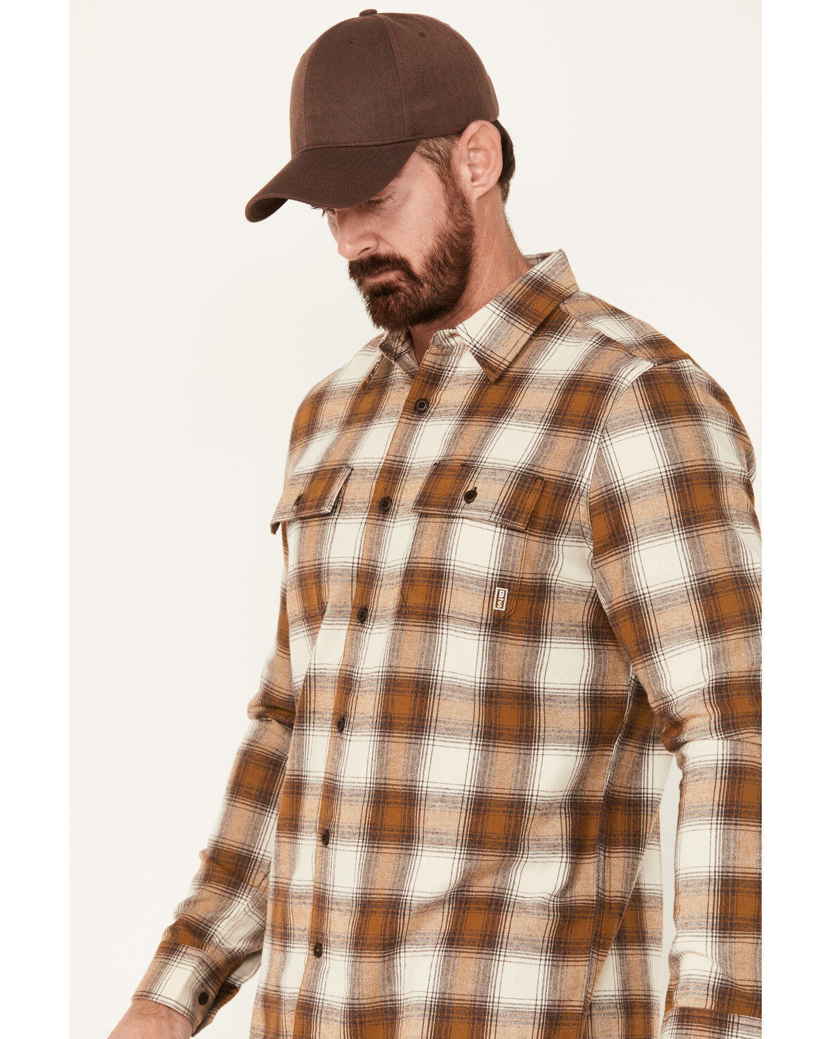 Image #2 - Brothers and Sons Men's Stewert Everyday Plaid Print Button Down Western Flannel Shirt, Dark Brown, hi-res