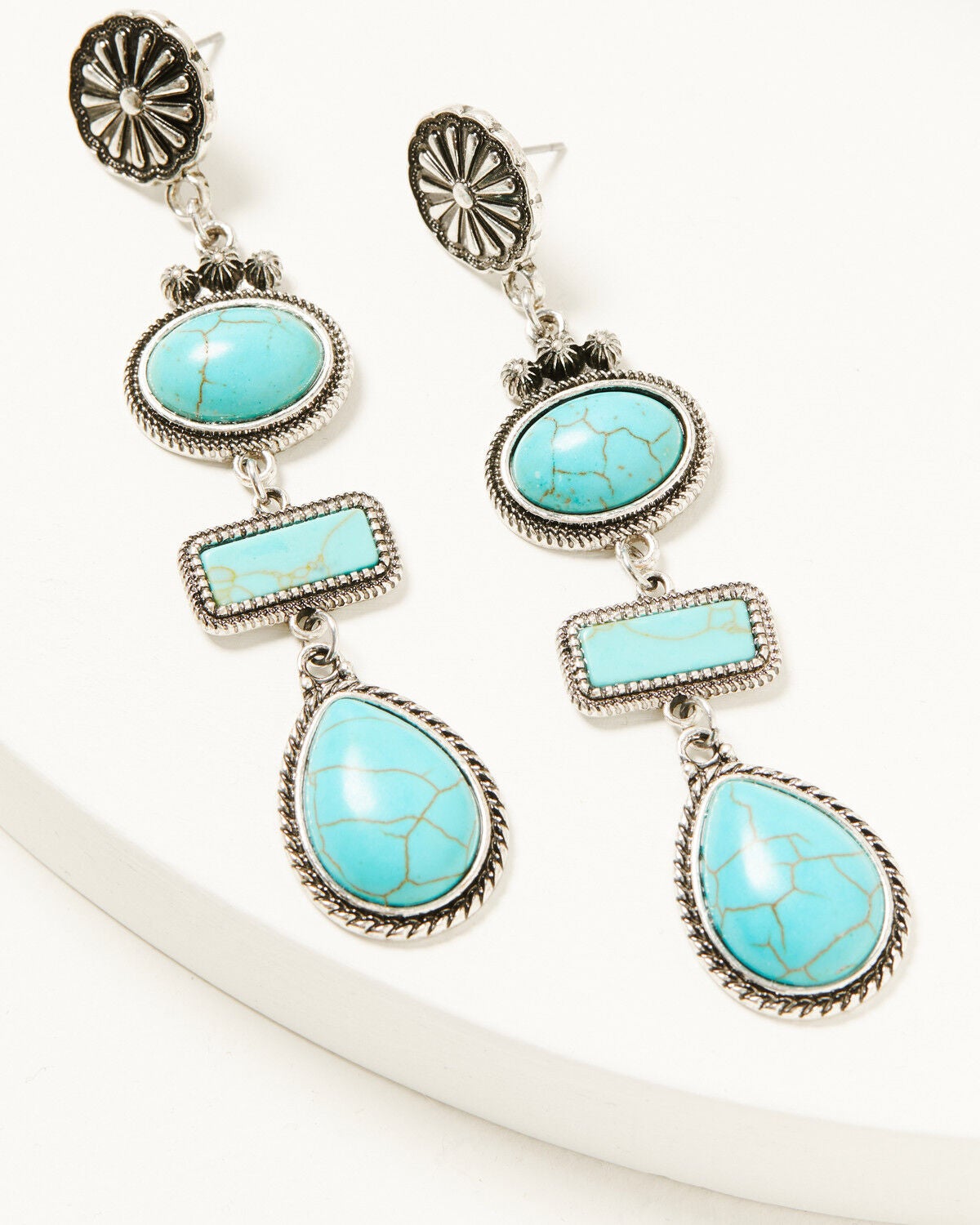 Image #1 - Shyanne Women's 4 Tier Stone Statement Earrings, Turquoise, hi-res