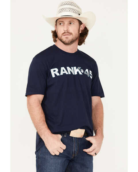 Image #2 - RANK 45® Men's Old Glory Logo Short Sleeve Graphic T-Shirt , Navy, hi-res