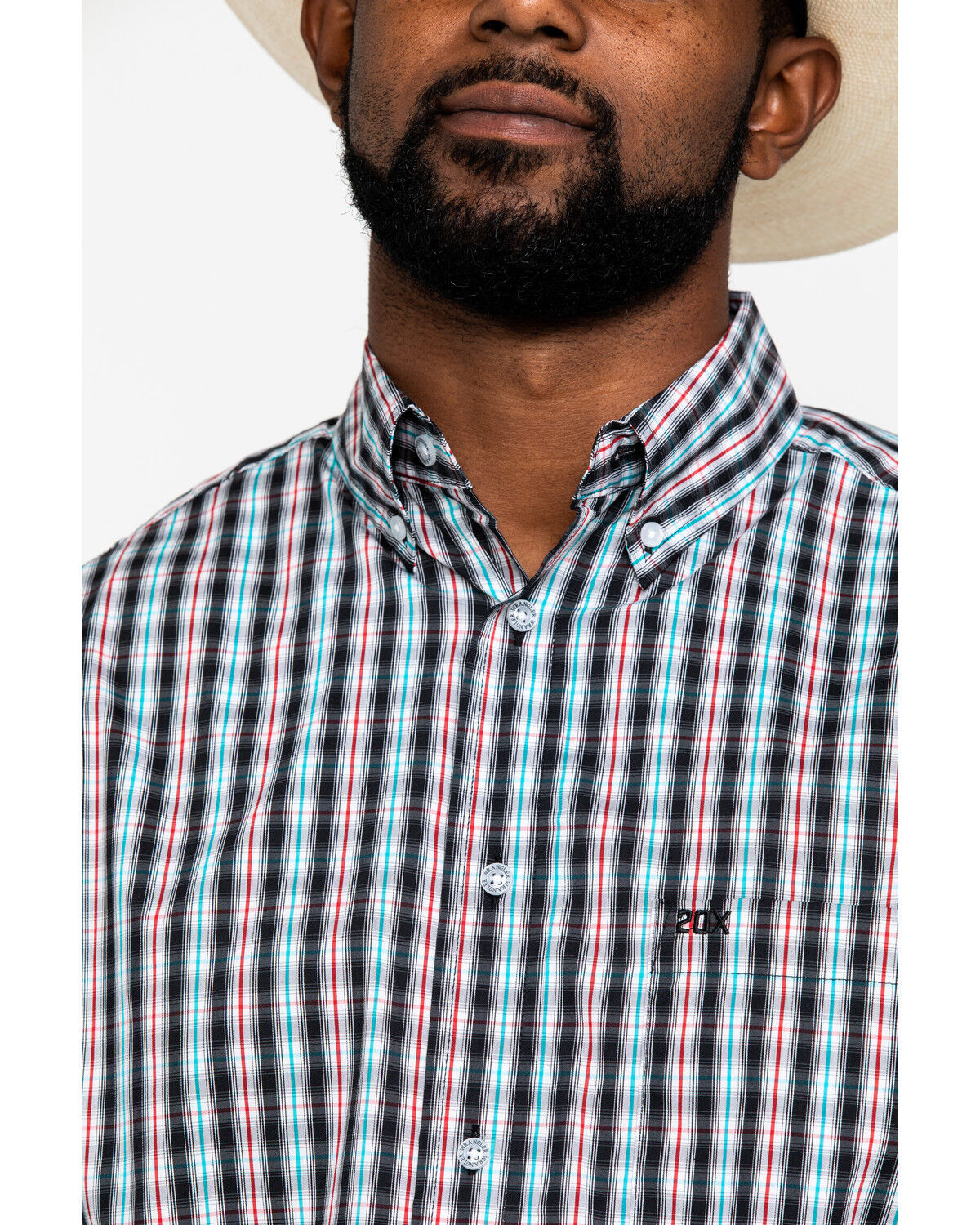 Image #4 - Wrangler 20X Men's Black Plaid Performance Long Sleeve Western Shirt , , hi-res