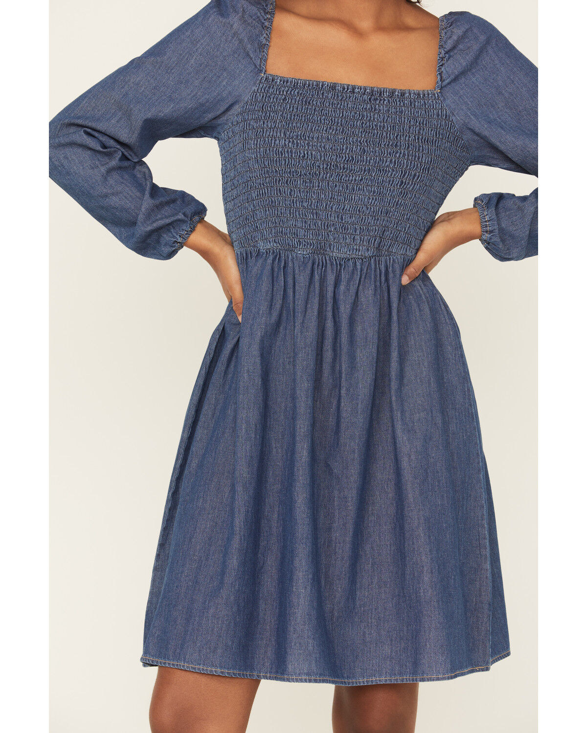 Image #3 - Wrangler Retro Women's Dark Wash Long Sleeve Denim Mini Dress, Dark Wash, hi-res