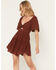 Image #1 - Angie Women's Swiss Dot Short Sleeve Mini Dress, Brown, hi-res
