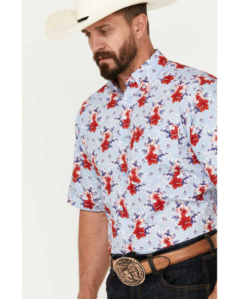 Image #2 - Ariat Men's Jeremiah Floral Print Long Sleeve Button-Down Western Shirt, Light Blue, hi-res