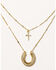 Image #1 - Shyanne Women's Horseshoe and Cross Layered Necklace, Gold, hi-res
