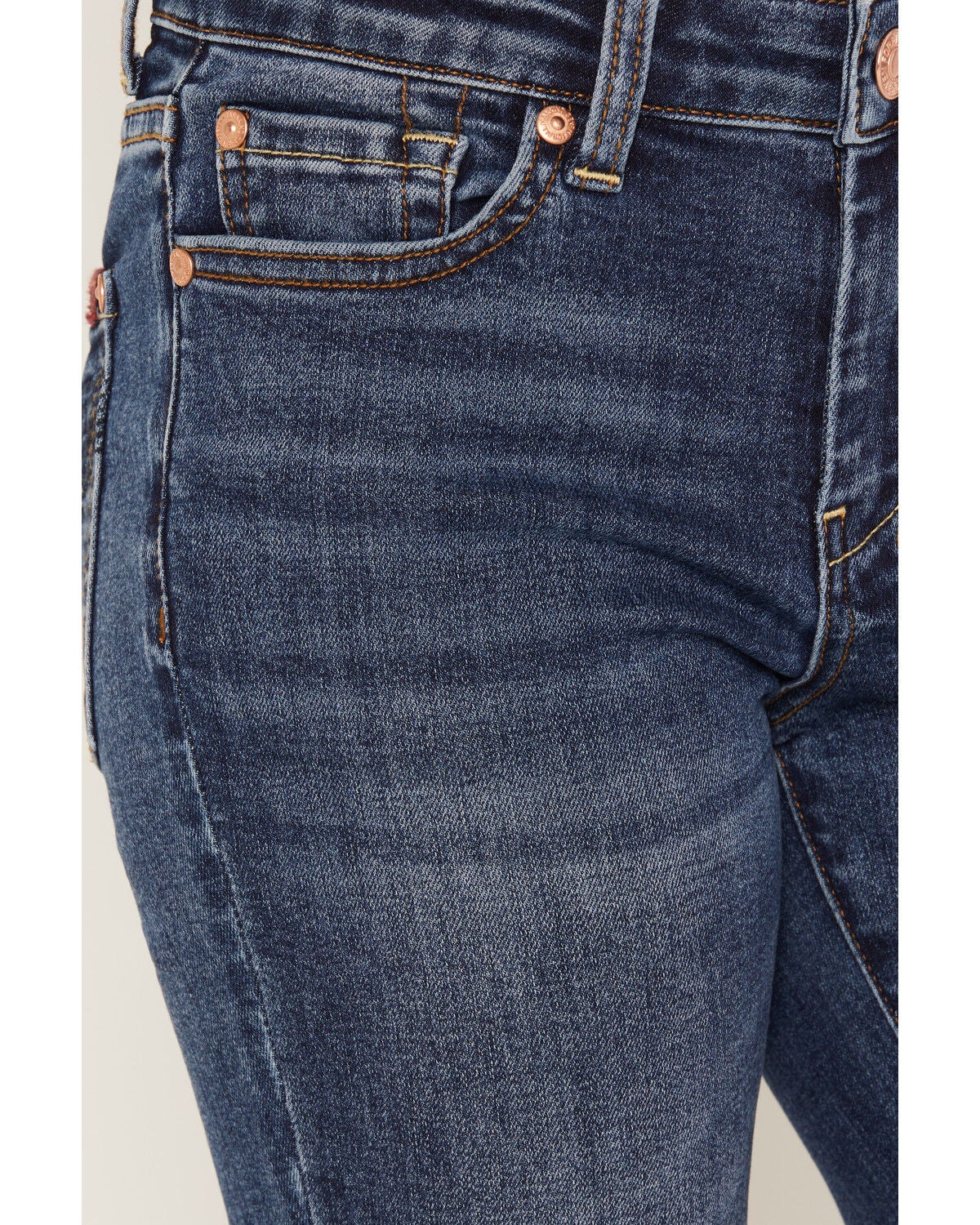 Image #2 - 7 For All Mankind Girls' Melrose Dark Wash Mini Dojo Trouser Stretch Denim Jeans, Blue, hi-res