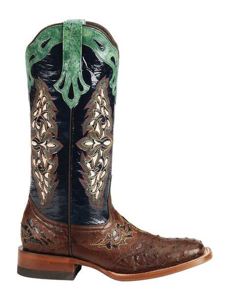 Image #2 - Lucchese Women's Handmade 1883 Amberlyn Full Quill Ostrich Western Boots - Square Toe , Sienna, hi-res