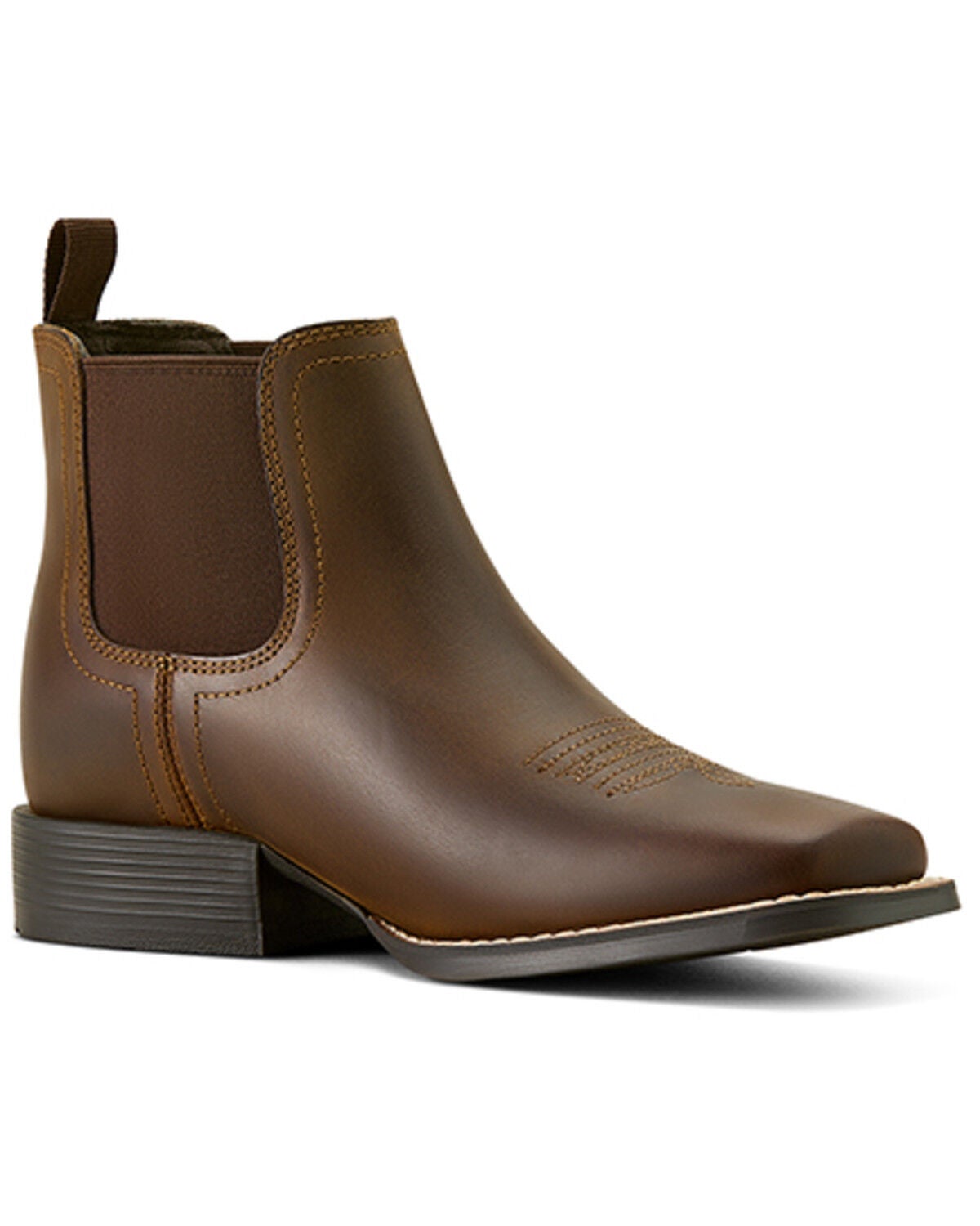 Ariat Boys' Booker Distressed Chelsea Boots - Broad Square Toe, Distressed Brown, hi-res