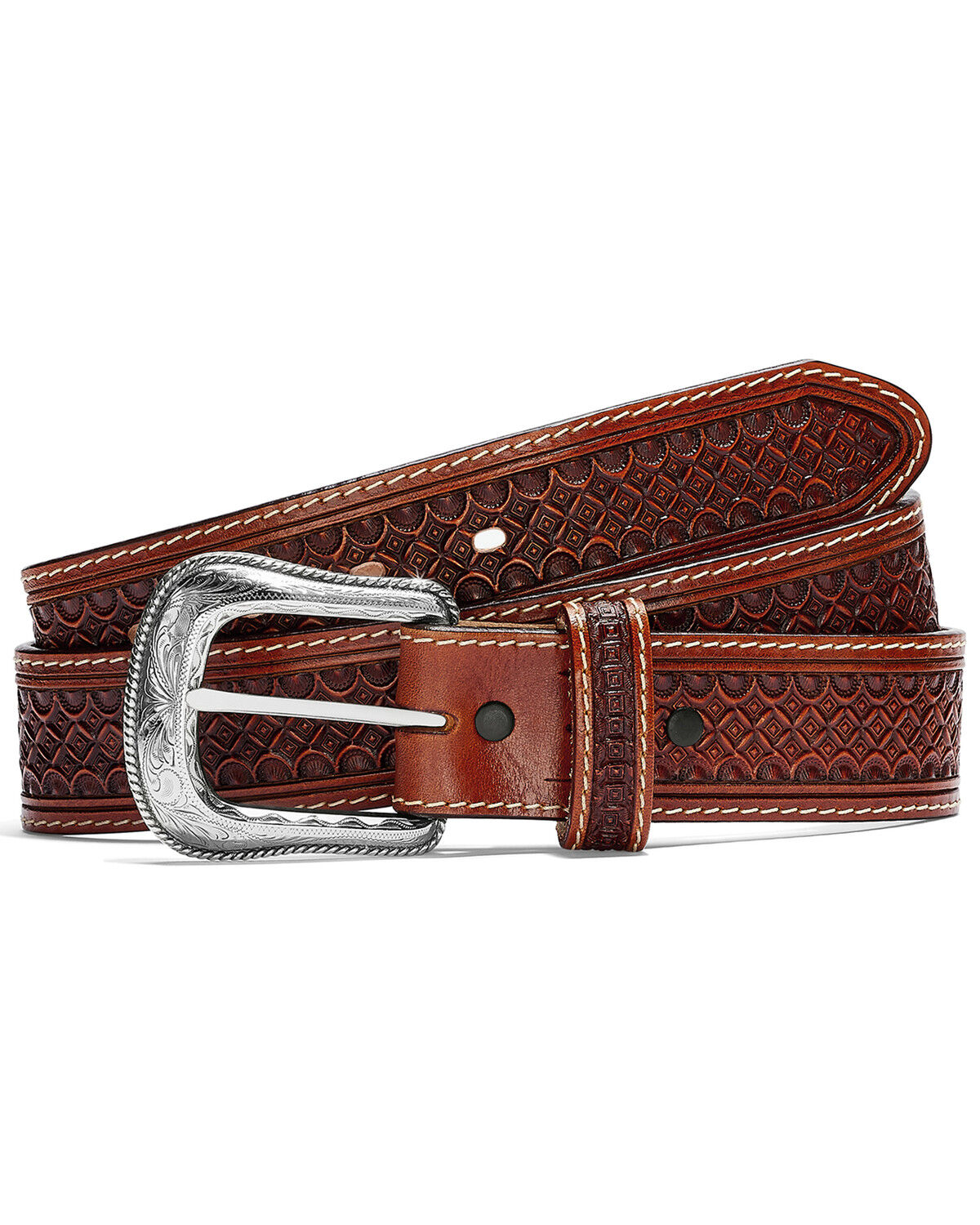 Image #1 - Leegin Men's Diamondback Western Belt, Brown, hi-res