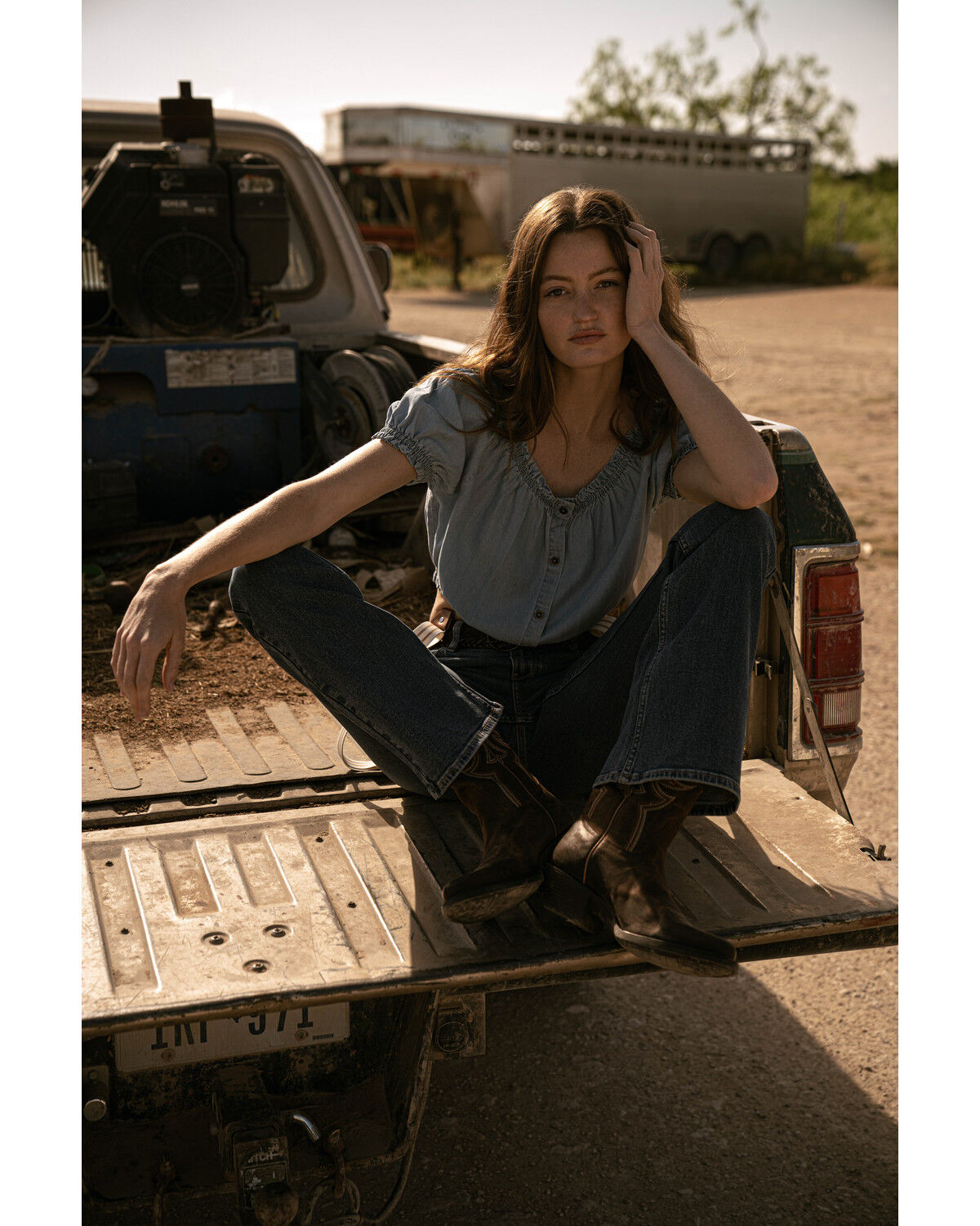 Image #1 - Cleo + Wolf Women's Off The Shoulder Peasant Top, Blue, hi-res