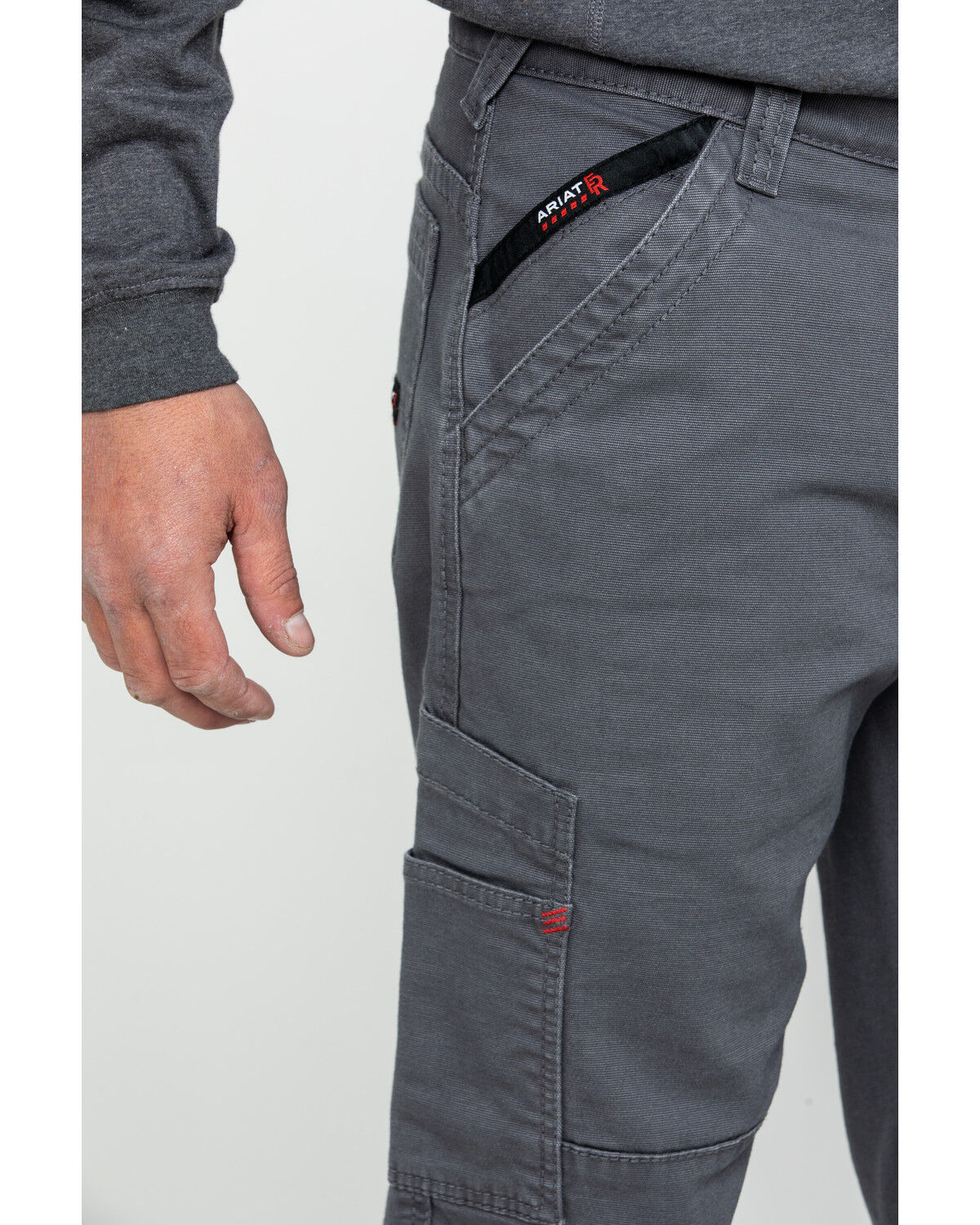Image #4 - Ariat Men's FR M5 Duralight Stretch Canvas Straight Work Pants, Grey, hi-res