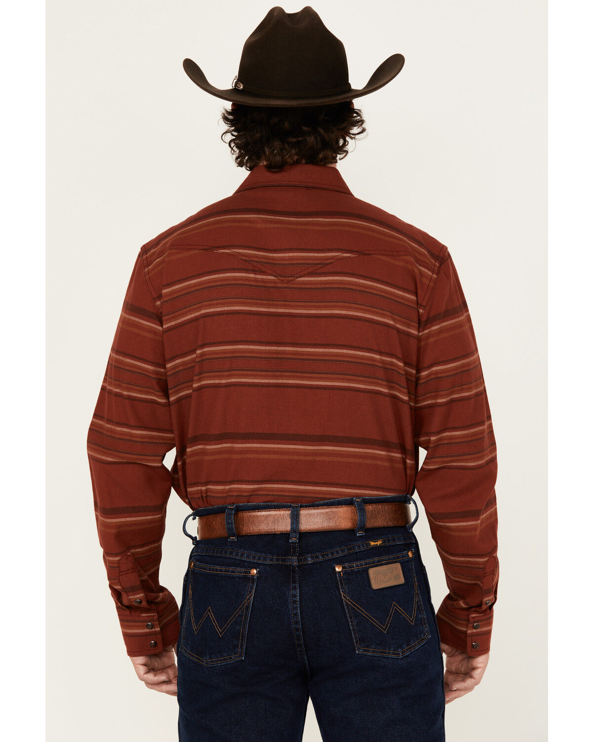 Image #4 - Blue Ranchwear Men's Range Striped Long Sleeve Snap Western Shirt, Red, hi-res