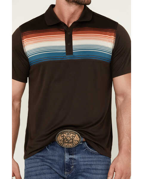 Image #3 - RANK 45® Men's Primetime Chest Stripe Button-Down Polo Shirt , Chocolate, hi-res