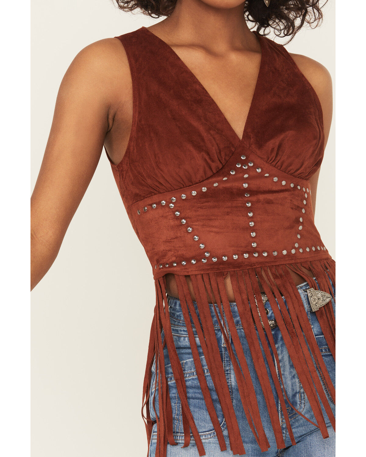 Image #3 - Rock & Roll Denim Women's Studded Sleeveless Corset, Rust Copper, hi-res