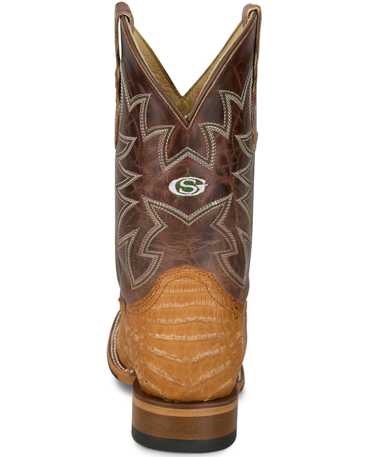 Image #5 - Justin Men's San Antone Exotic Caiman Western Boots - Broad Square Toe, Brown, hi-res