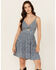 Image #1 - Angie Women's Ditsy Floral Print Front Twist Mini Dress, Blue, hi-res