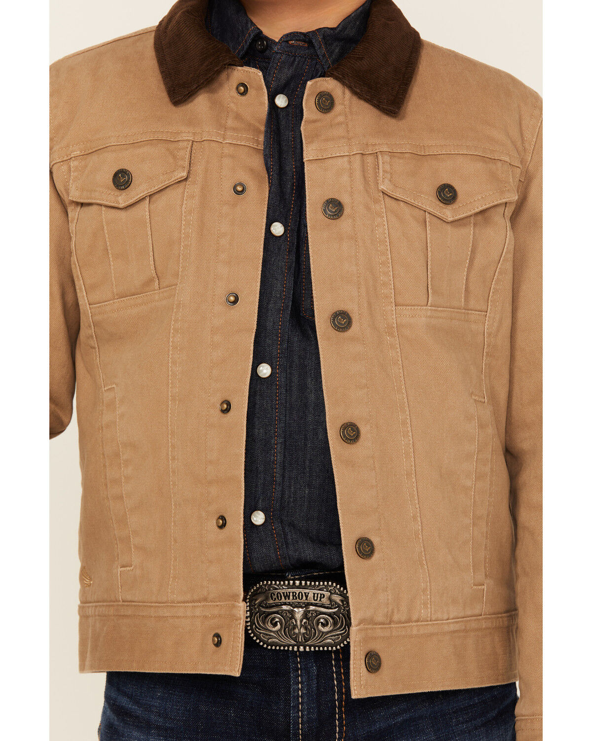 Image #3 - Cody James Boys' Ozark Washed Canvas Rancher Jacket, Beige, hi-res
