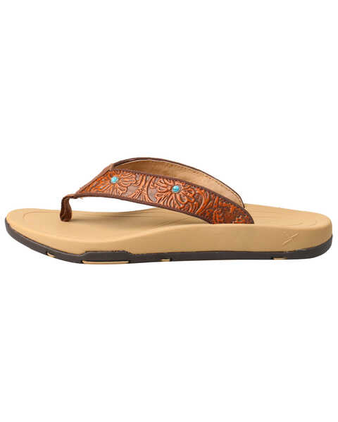 Image #2 - Twisted X Women's Tooled Studded Sandals, Tan, hi-res
