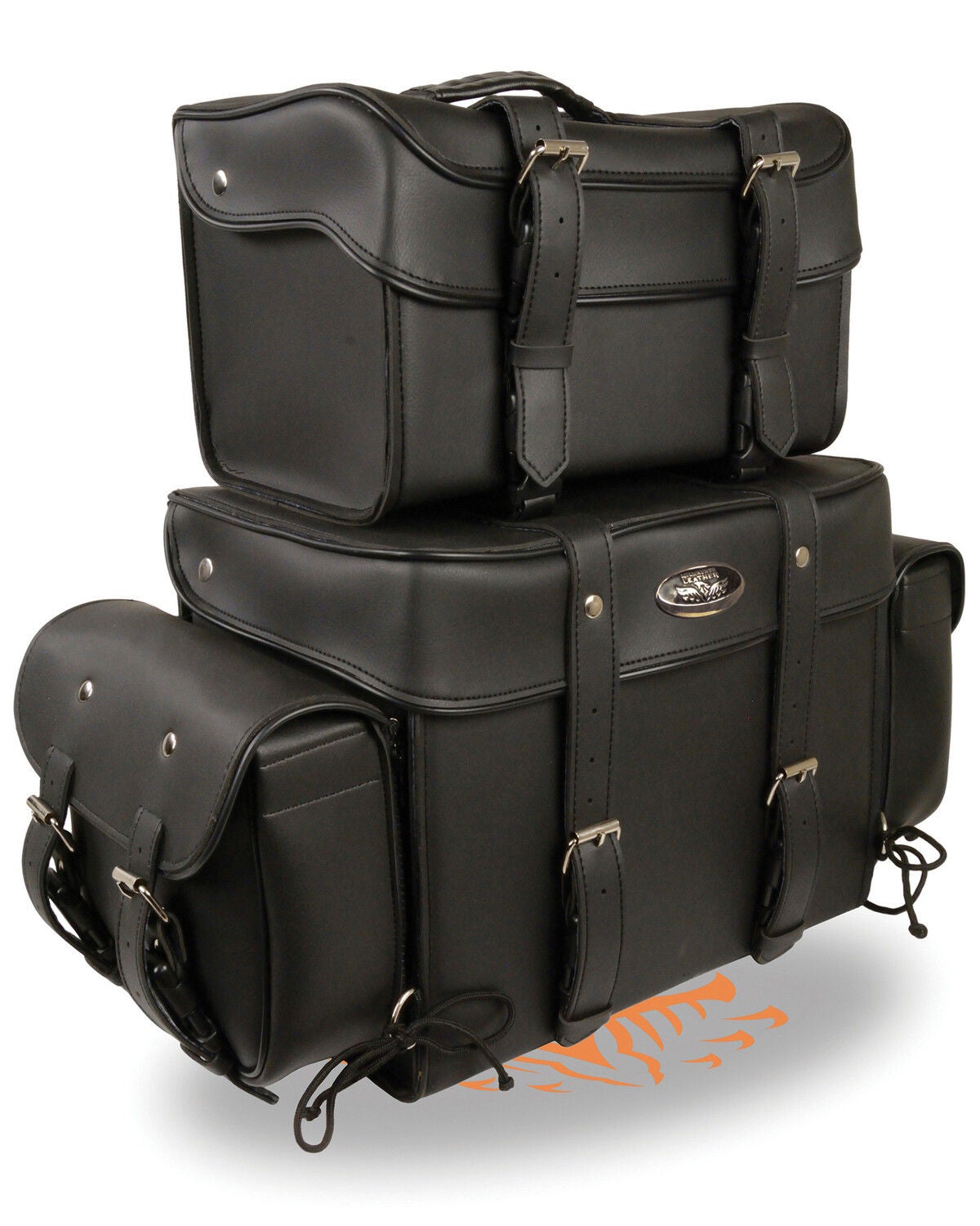 Milwaukee Leather Large Four Piece PVC Touring Pack With Barrel Bag, Black, hi-res