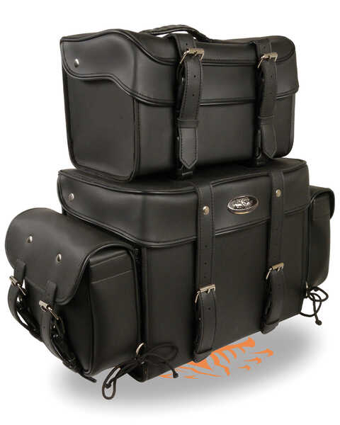 Milwaukee Leather Large Four Piece PVC Touring Pack With Barrel Bag, Black, hi-res