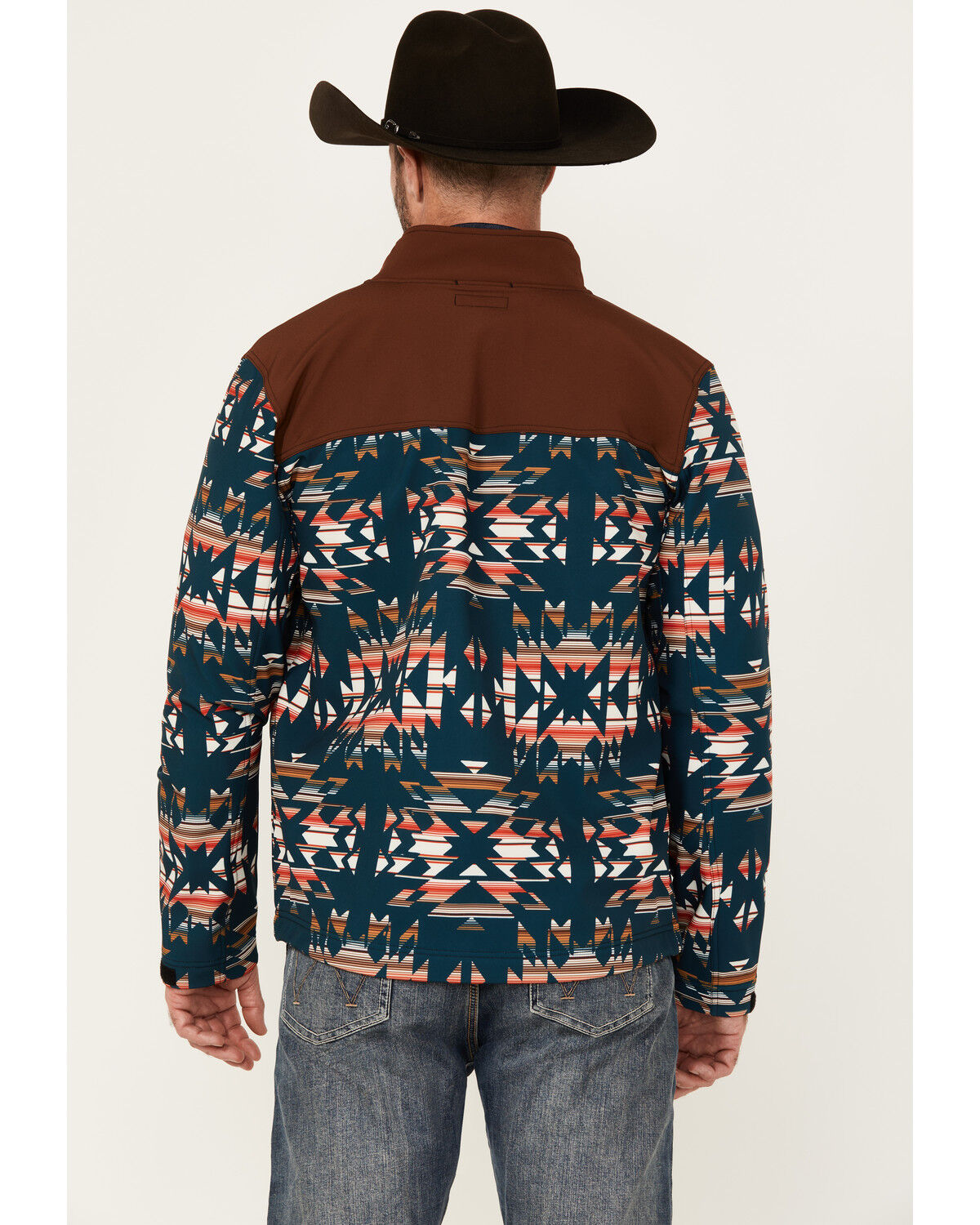 Image #4 - RANK 45® Men's Southwestern Print Color Block Jacket, Dark Teal, hi-res