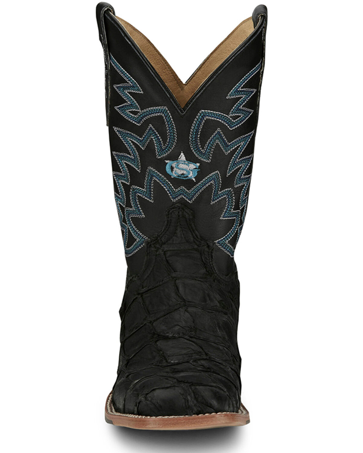 Image #4 - Justin Men's Ocean Front Exotic Pirarucu Western Boots - Broad Square Toe, Black, hi-res