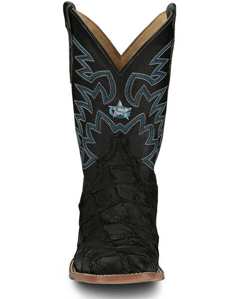 Image #4 - Justin Men's Ocean Front Exotic Pirarucu Western Boots - Broad Square Toe , Black, hi-res