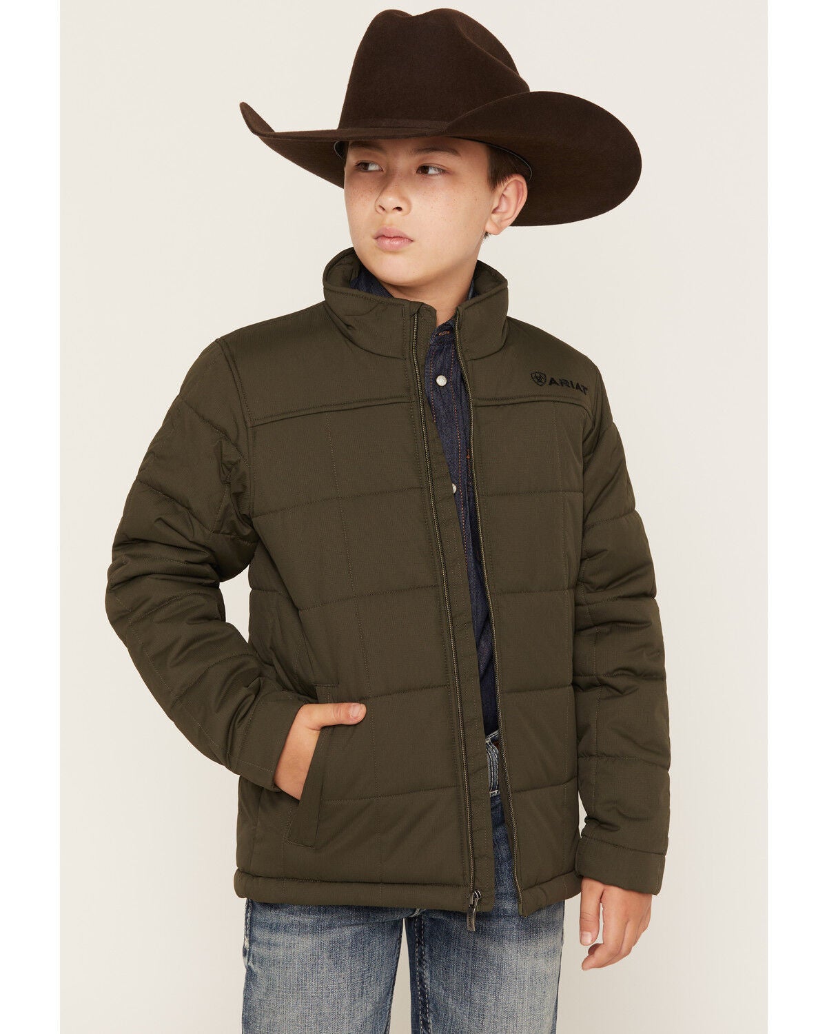 Image #1 - Ariat Boys' Crius Insulated Jacket, Green, hi-res