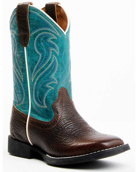 Image #1 - RANK 45® Boys' Connor Western Boots - Broad Square Toe , Blue, hi-res
