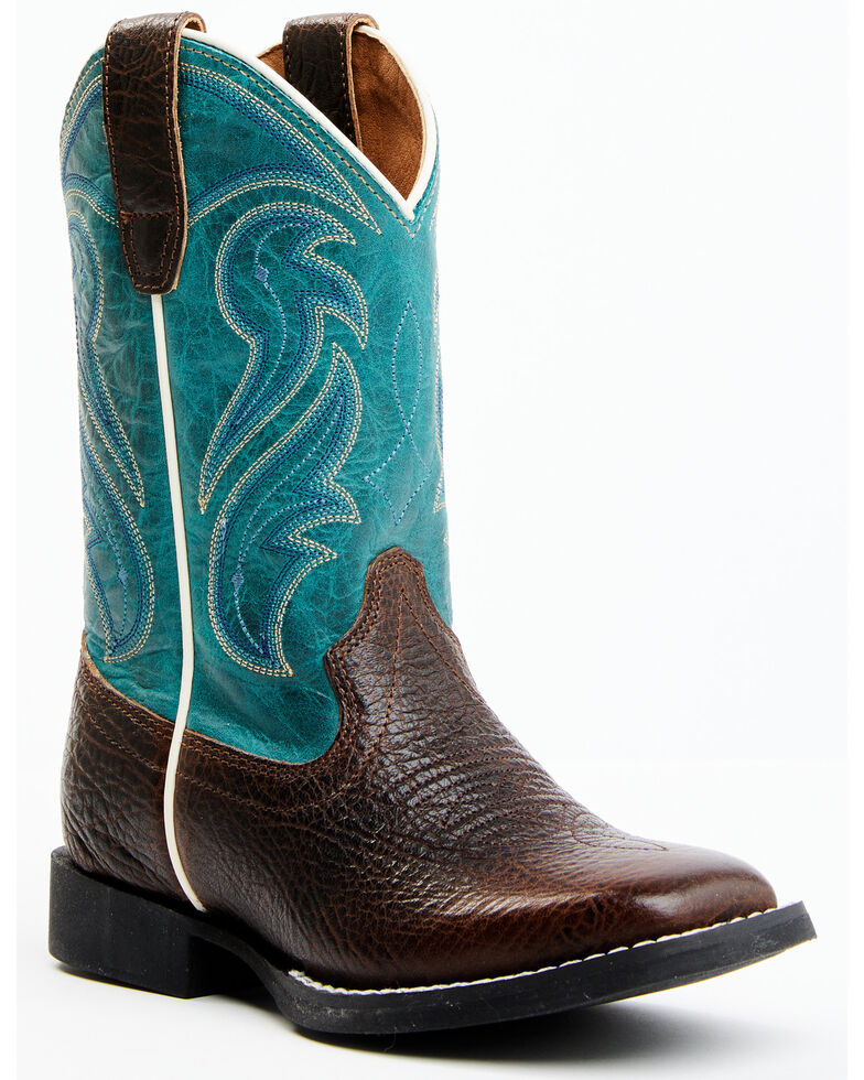 Rank 45 Boys' Connor Western Boots - Broad Square Toe , Blue, hi-res