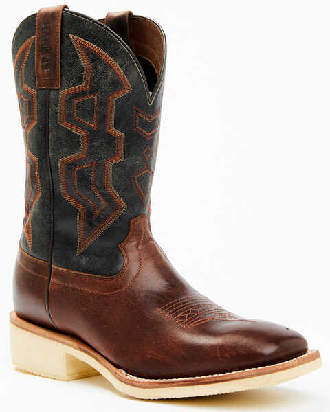 Image #1 - RANK 45® Men's Bullet Saddle Western Performance Boots - Broad Square Toe, Black/brown, hi-res