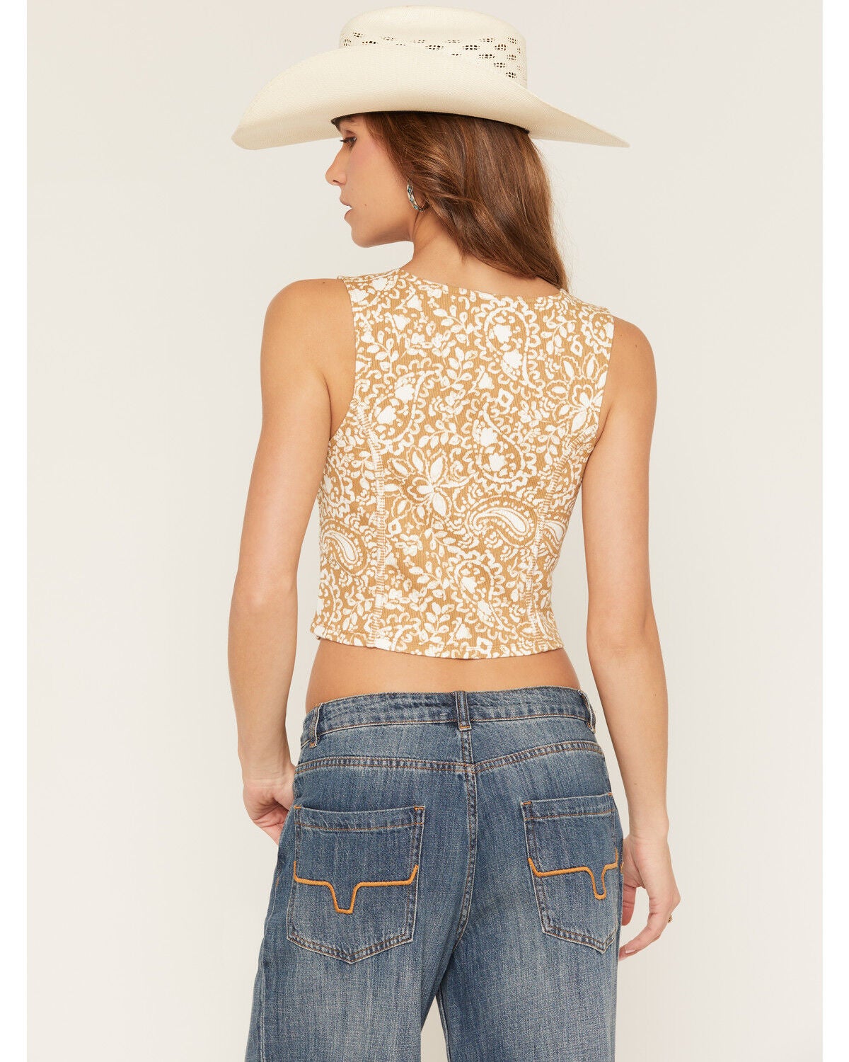 Image #4 - Shyanne Women's Reyna Paisley Print Corset Top, Taupe, hi-res