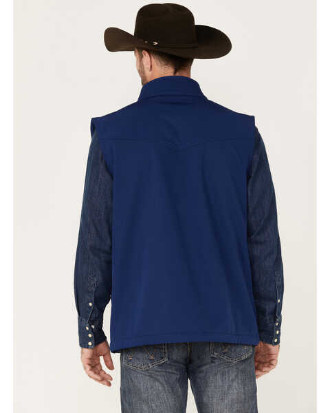 Image #4 - RANK 45® Men's Ralington Embroidered Softshell Vest, Dark Blue, hi-res