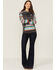 Hooey Women's Saldo Southwestern Space Dye Hoodie, Charcoal, hi-res