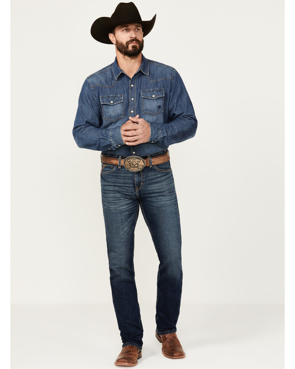 Image #1 - Ariat Men's M8 Dark Wash Modern Stretch Art Slim Denim Jeans, Dark Wash, hi-res