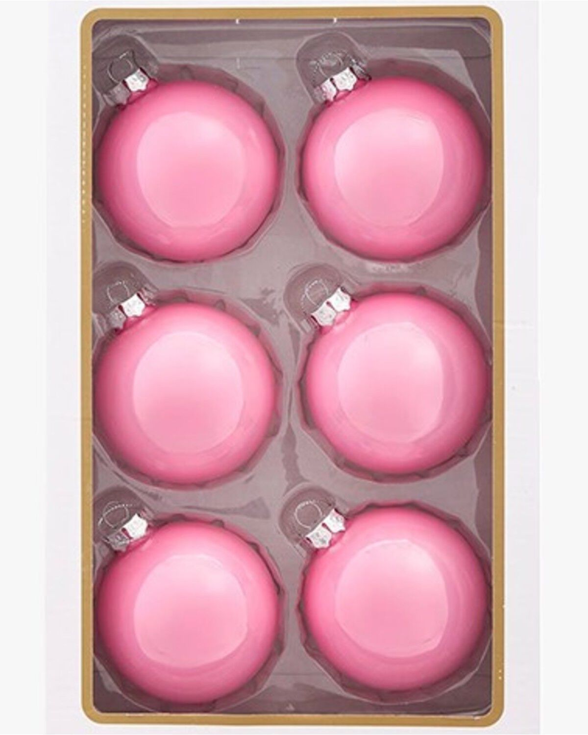 Image #1 - Kurt Adler 80MM Glass Pearlized Pink Ball Ornaments - 6 Piece, Pink, hi-res